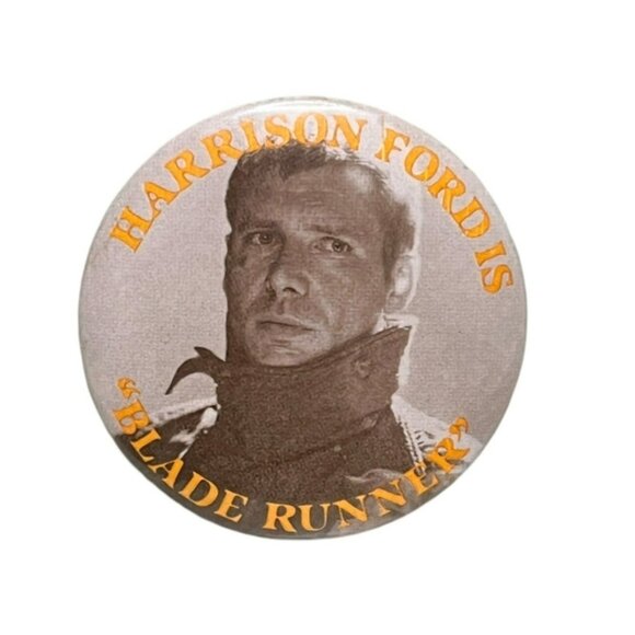 Vintage 1982 Promo Button Harrison Ford is‎ Blade Runner Pinback Button Pin - Picture 1 of 7